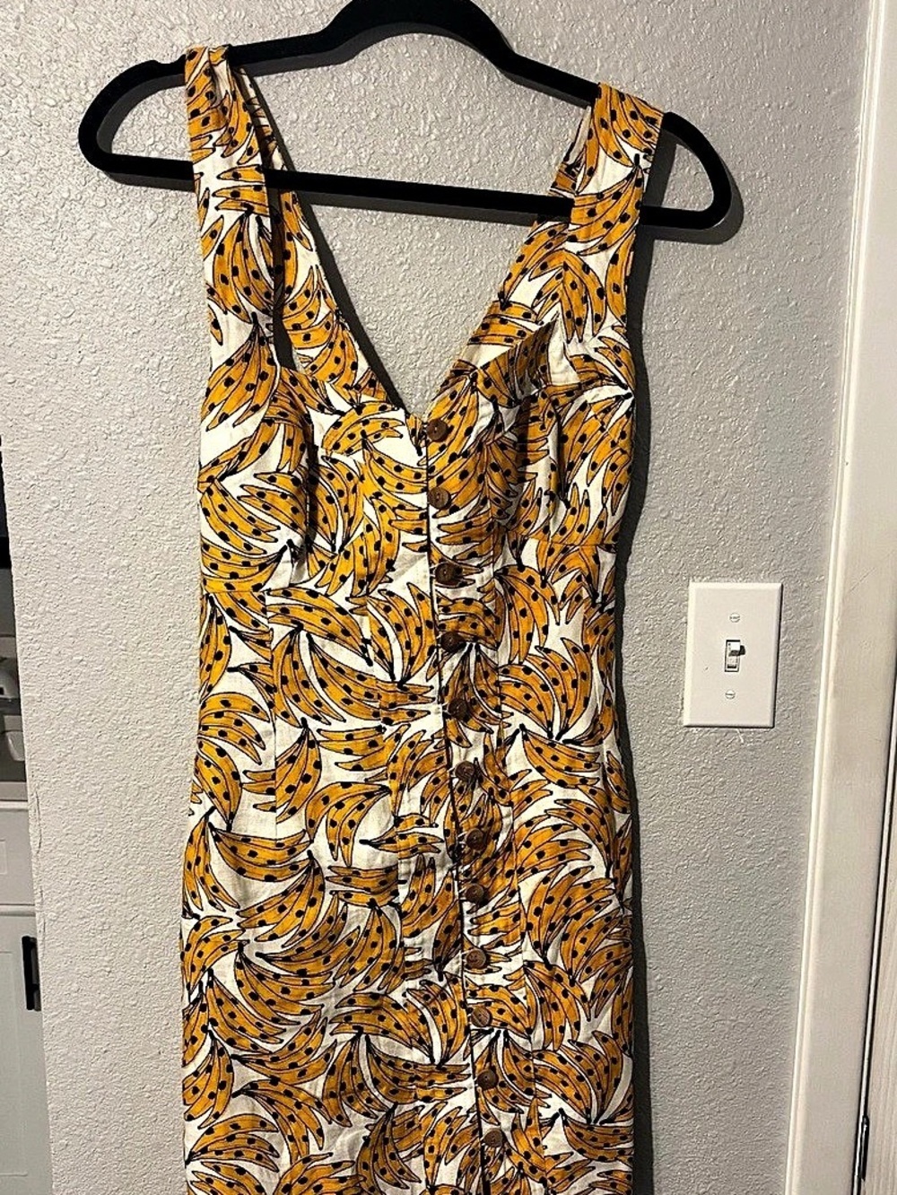 Farm Rio Banana Forest Mini Dress Yellow & White Size Medium